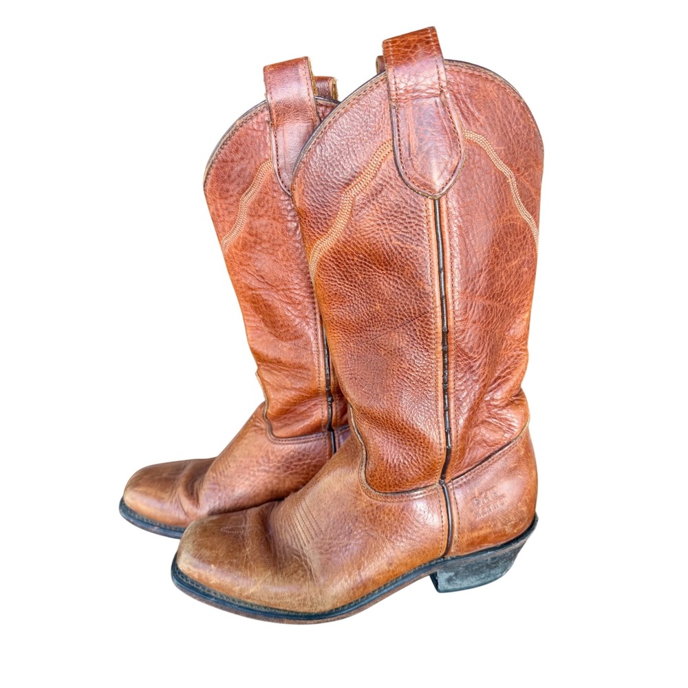 Double H Mens Brown Leather Square Toe Western Cowboy Boots Made in USA 8M